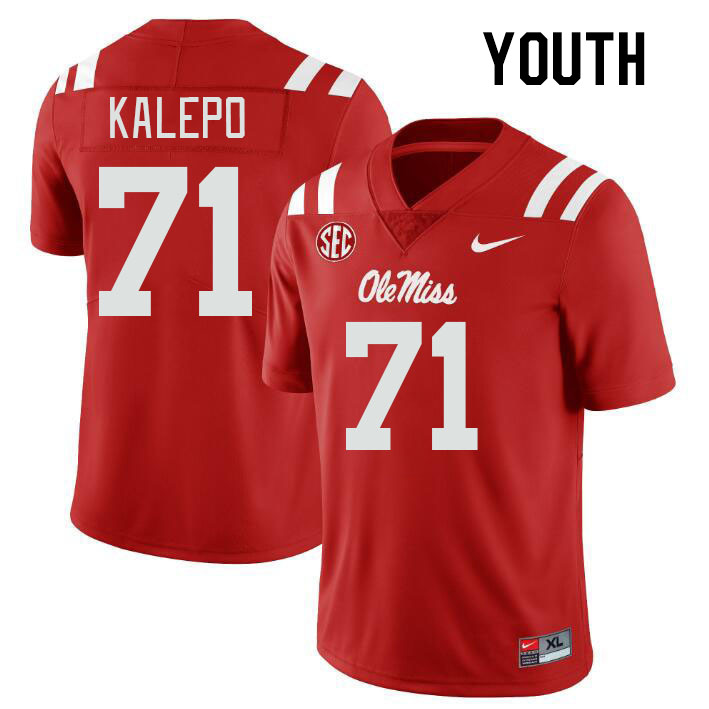 Youth #71 Nate Kalepo Ole Miss Rebels College Football Jerseys Stitched-Red
